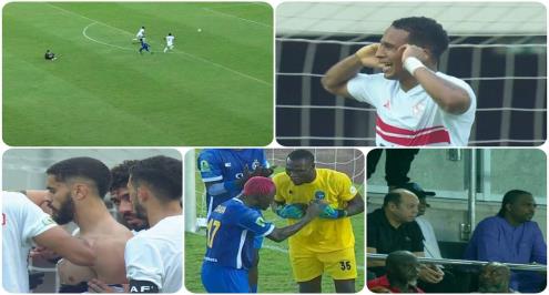 حضور أسطورة نيجيريا وإصابة قوية لبنتايك وخروج عواد في لقطات الزمالك ضد إنيمبا (صور)